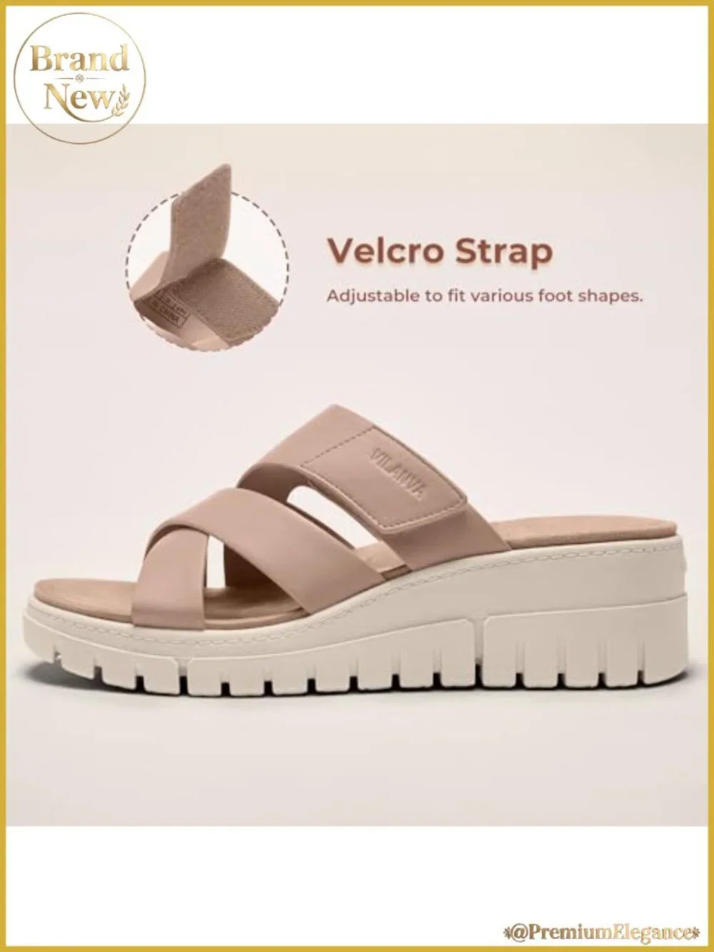 Orthopedic Platform Slip On Slides Adjustable Velcro Arch Support Sandals